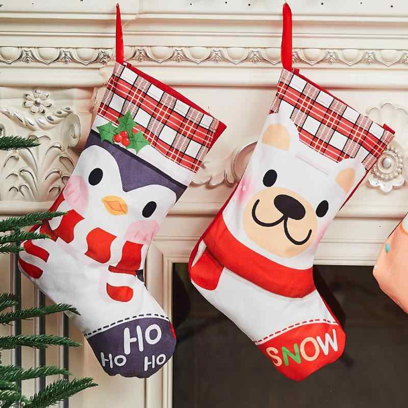 クリスマスストッキング 子供用 キッズ キャラクター 赤チェック キャンディバッグ ツリー オーナメン..