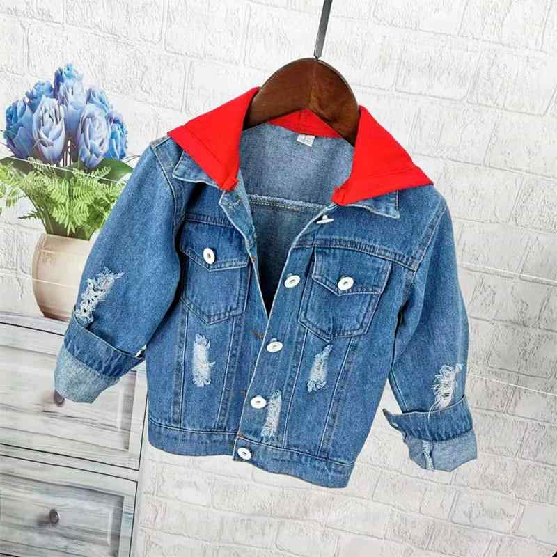デニムジャケット キッズ 男の子 フード付き 長袖 春秋 韓国ファッション カジュアル ダメージ加工 ロ..