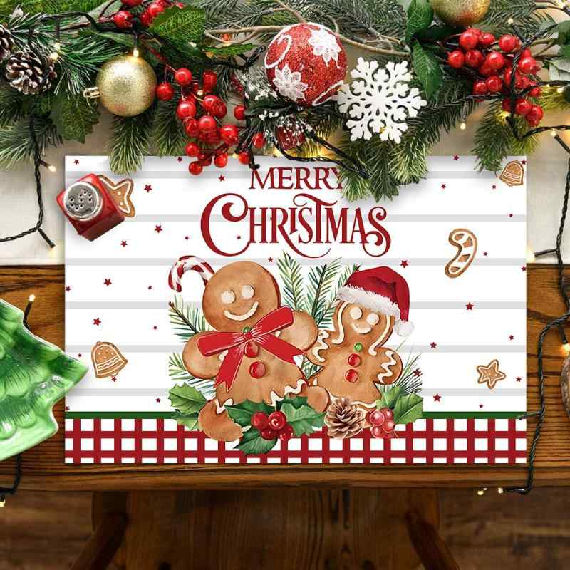 ランチョンマット クリスマス ジンジャーブレッドマン柄 パーティー 装飾 食卓飾り 断熱 耐熱 ポリエステル製 アメリカンスタイル ダイニング キッチン