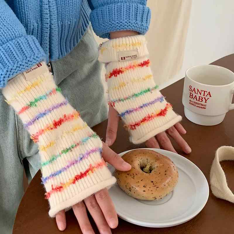 アームウォーマー レディース 女性用 指なし フィンガーレス ニット ロング丈 くしゅくしゅ ルーズ 韓..