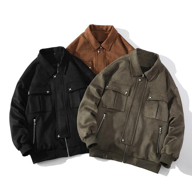 ・機能: 耐摩耗・カテゴリ: カジュアルジャケット・スタイル: 青春カジュアル・ネックライン: 襟付き・シルエット: ゆったり・フロント: ジップアップ・フード: 付き・厚さ: 薄手・柄: 無地・対象: ティーン・素材: コーデュロイ・主な素材成分: ラビットファー・シーン: デイリー・ディテール: メタル装飾・着用方法: アウター・袖丈: 長袖・カラー展開: ミリタリーグリーン、ブラック、コーヒー・サイズ展開: M、L、XL、2XL、3XL・袖口: リブ袖・性別: メンズ