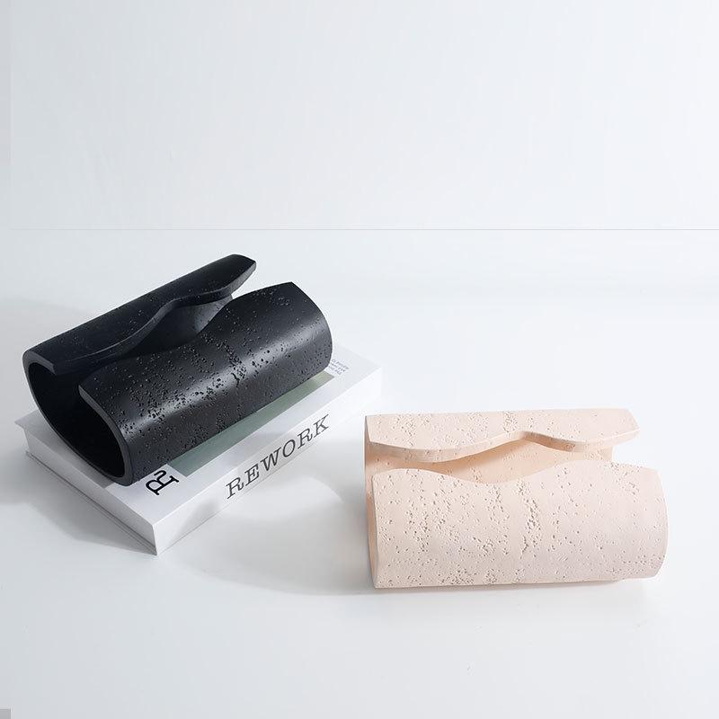 ティッシュケース 侘寂風 モダン ライトラグジュアリー 天然洞石風 置き物 オブジェ リビング センター..