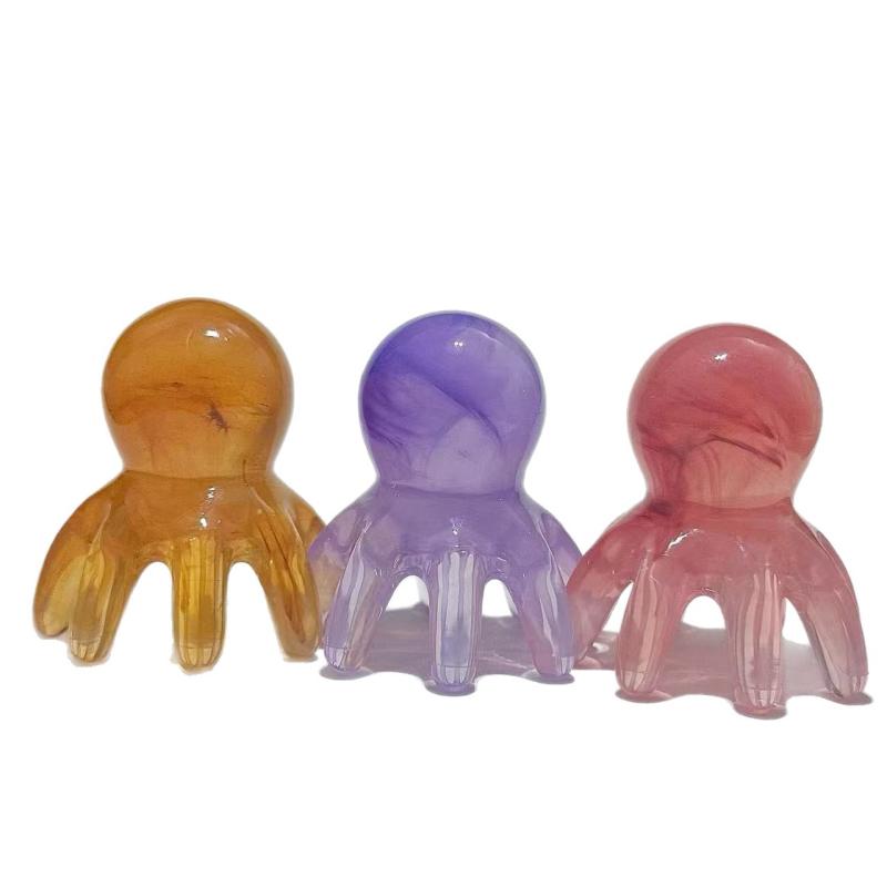 頭皮マッサージブラシ タコ型 頭部 頭皮 経穴 経絡 マッサージャー 携帯用 ワイドコーム 軽量 プラスチ..