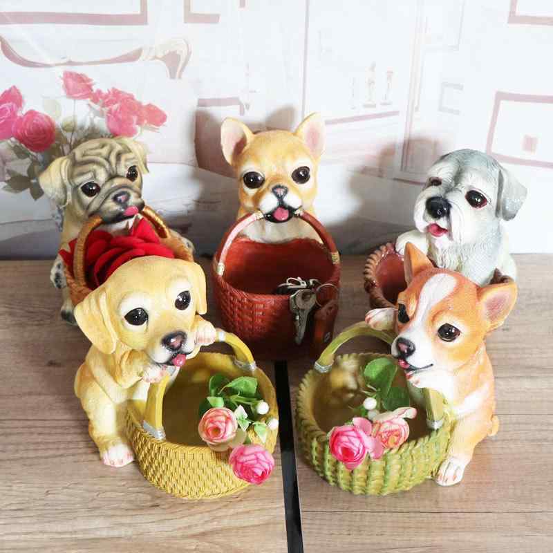 置物 かわいい子犬 玄関 キーフック キースタンド 小物入れ リビング デスク ワインラック インテリア ..