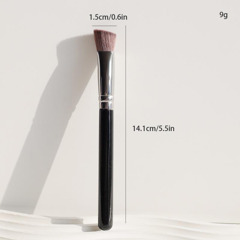 メイクブラシ 三角形 アイロン型 多機能 シェーディング ハイライト コンシーラー ファンデーション ノーズシャドウ 自然な仕上がり 人工毛 木製ハンドル ブラック(x2)
