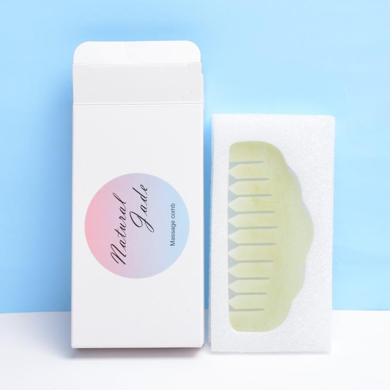 櫛 岫玉 天然石 頭皮ケア マッサージブラシ ハンドル付 経絡ケア 血行促進 健康 美容 リラックス かっ..