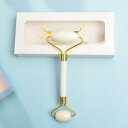 美容ローラー 白玉 亜鉛合金 ストレートバー ダブルヘッド フェイス マッサージャー 顔用美顔器 玉石(x2)