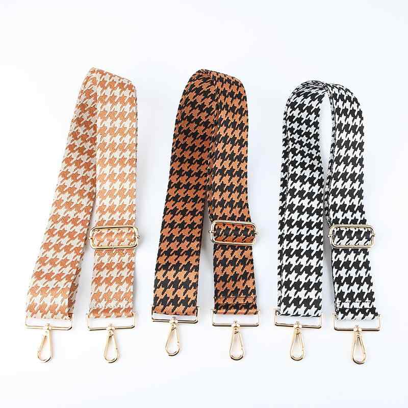 ショルダーストラップ 千鳥格子柄 ジャガード織り ポリエステル 長さ調節可能 ワイド 幅広 厚手 付け替え 交換用 肩掛け 斜めがけ バッ..