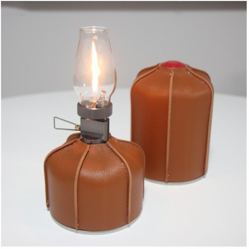 アウトドア ガス缶 レザー保護カバー キャンプ 登山 小サイズ 大サイズ対応 収納ポーチ 携帯用 PUレザ..