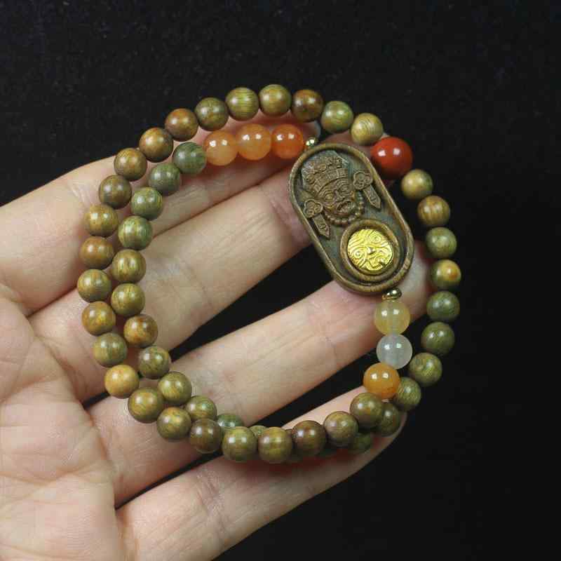 ブレスレット 緑檀 グリーンサンダルウッド 6mm ダブルループ 念珠 数珠 民族風 エスニック 天然素材 お守り ギフト 贈り物 春夏