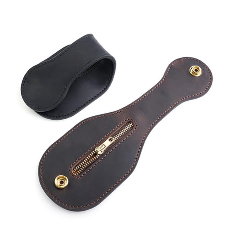 小銭入れ メンズ 男性用 牛革 レザー 防犯 護身用 護身具 コンパクト 楕円形 ジッパー開閉 ウエストポーチ 腰掛け アウトドア 普段使い カジュアル スタイリッシュ EDCポーチ コインケース