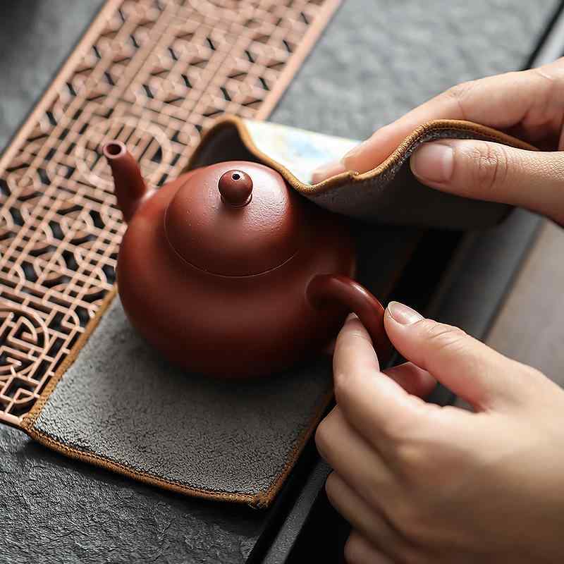 茶巾 厚手 吸水速乾 布製 小型 茶道 茶器 茶卓 茶台専用 お手入れ 拭き取りクロス 禅風 中国伝統柄 養壺巾 マット