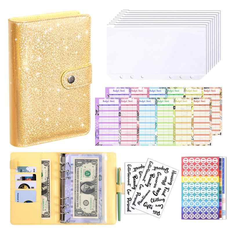 手帳 A6サイズ マカロンカラー PUレザー システム手帳 オリジナルデザイン ルーズリーフ 家計簿 予算管理 ライフプランナー ビジネス オフィス 多機能 か...