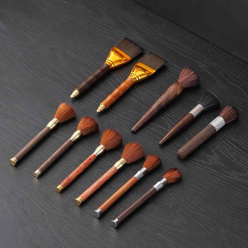 茶道具 黒檀 養壺筆 抜け毛防止 茶器お手入れブラシ 茶盤清掃 水滴除去 平型刷毛 ハケ 木製 新中式スタ..