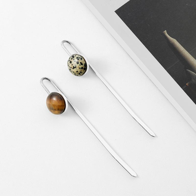 しおり 北欧風 メタル ストーン ブックマーク 高級感 上品 エレガント おしゃれ 学生 読書 ステーショ..