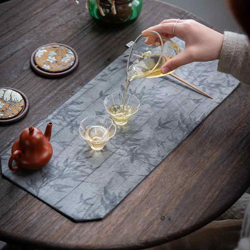 茶席 綿100% プリント染め 防水 新中式 手作り 布製 乾泡茶席 長方形 テーブルマット ランチョンマット..