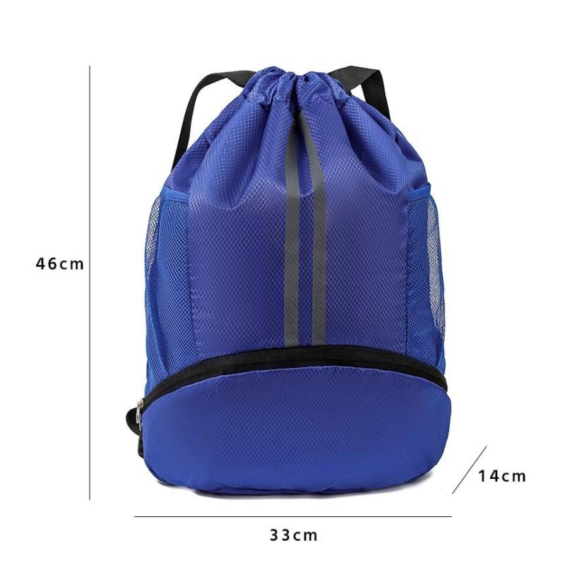 リュックサック 大容量 乾湿分離 シューズ収納 スポーツ 旅行 巾着型 600D オックスフォード バスケットボール サッカー 水泳 ジム アウトドア 多機能バッグ ブラック 紺 ブルー