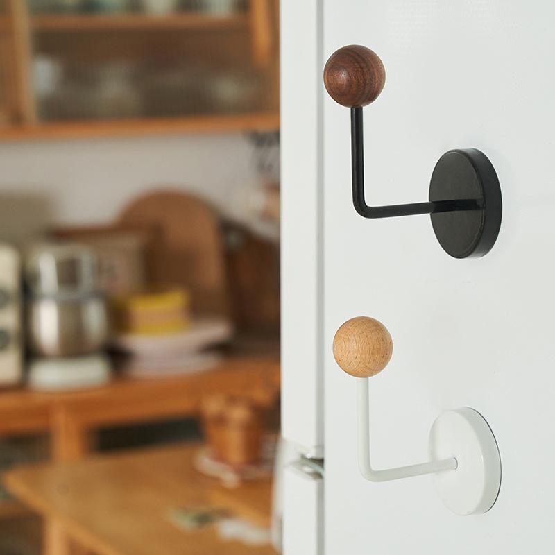 マグネットフック 木製 アイアン 強力 穴あけ不要 玄関 ドア 冷蔵庫用 キッチン リビング 壁掛け 小物..