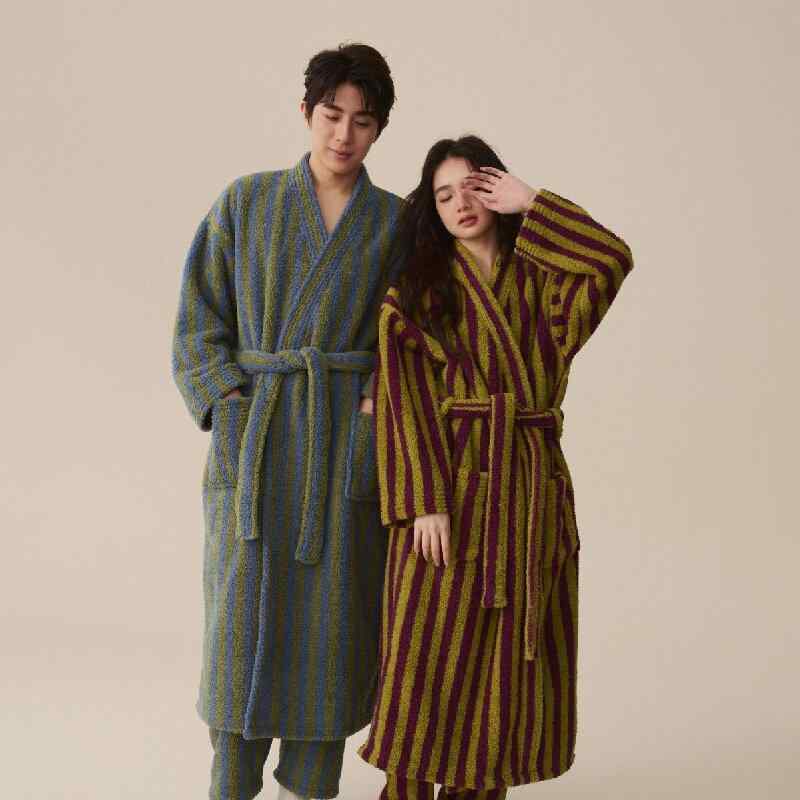 ルームウェア レディース 女性用 秋冬 米粒サンゴフリース 厚手 あったか 保温 ロング丈 Vネック スト..