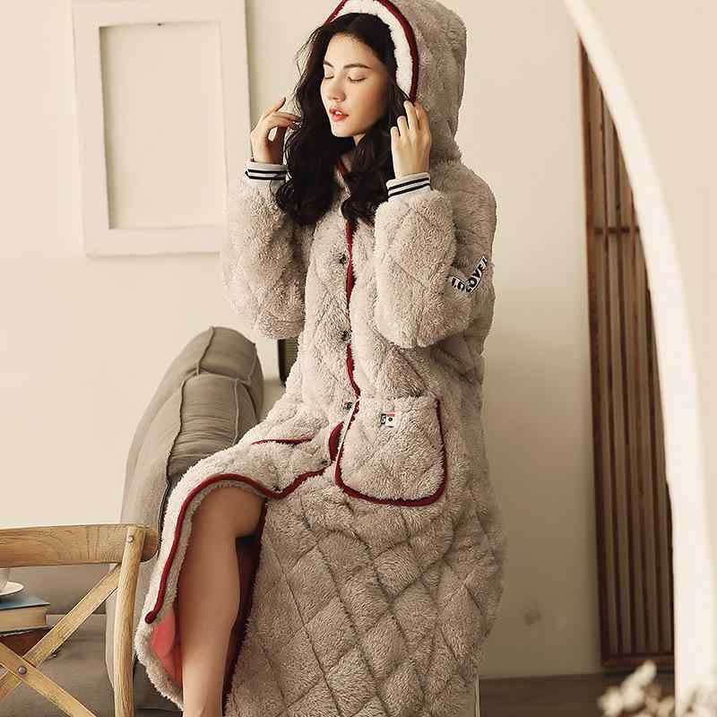 ルームウェア レディース ポリエステル ロング丈 ガウン バスローブ 寝間着 パジャマ 冬 秋冬 厚手 裏..