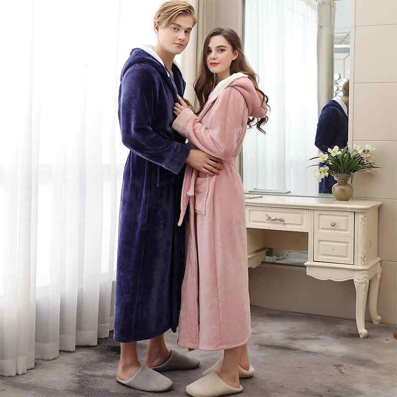 バスローブ ガウン ローブ ルームウェア カップル ペア 男女兼用 フランネル ポリエステル フードつき ..