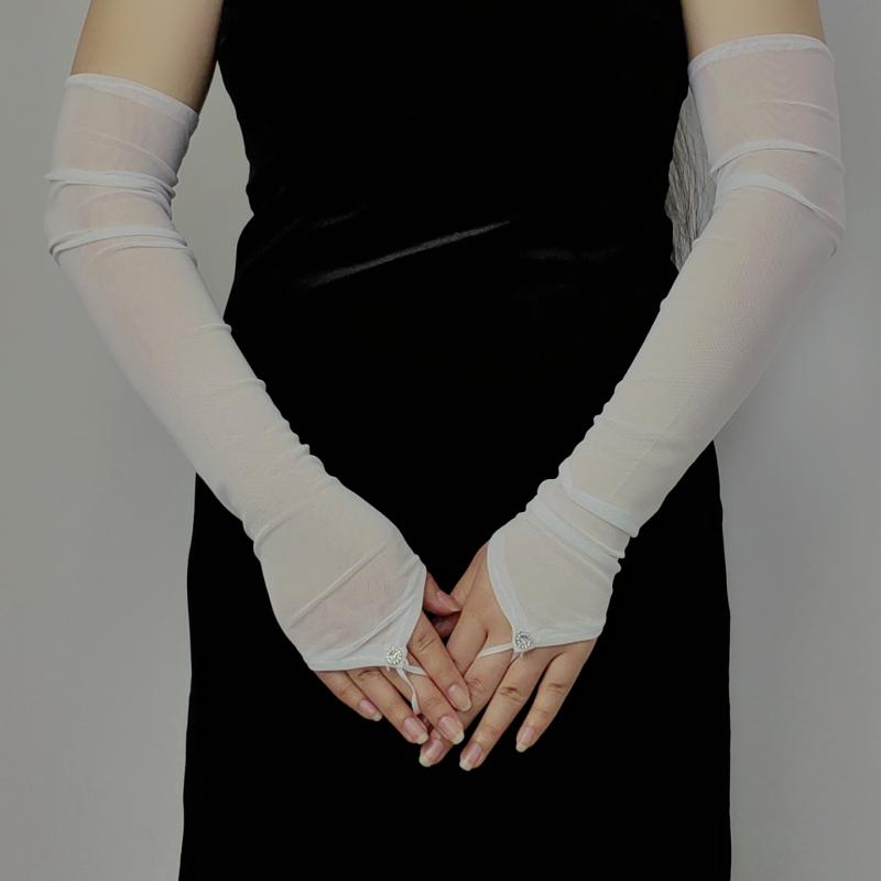 手袋 レディース 指穴付き ロンググローブ 50cm丈 春夏 紫外線対策 UVカット 接触冷感 通気性 軽量 薄..