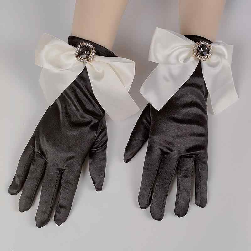 ウェディンググローブ レディース レトロ フレンチスタイル ヘップバーン風 サテン スパンデックス ラ..