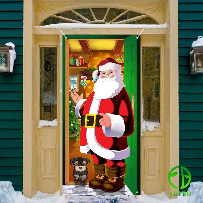 タペストリー クリスマス サンタクロース 犬 ドア飾り フラッグ バナー 垂れ幕 背景幕 撮影用 フォトブ..