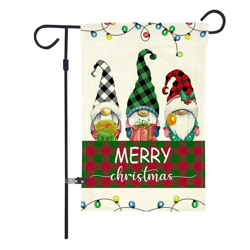 ガーデンフラッグ クリスマス ホリデー 冬 屋外 両面 ノーム 小人 ウェルカム 庭 装飾 ポリエステル製 ..