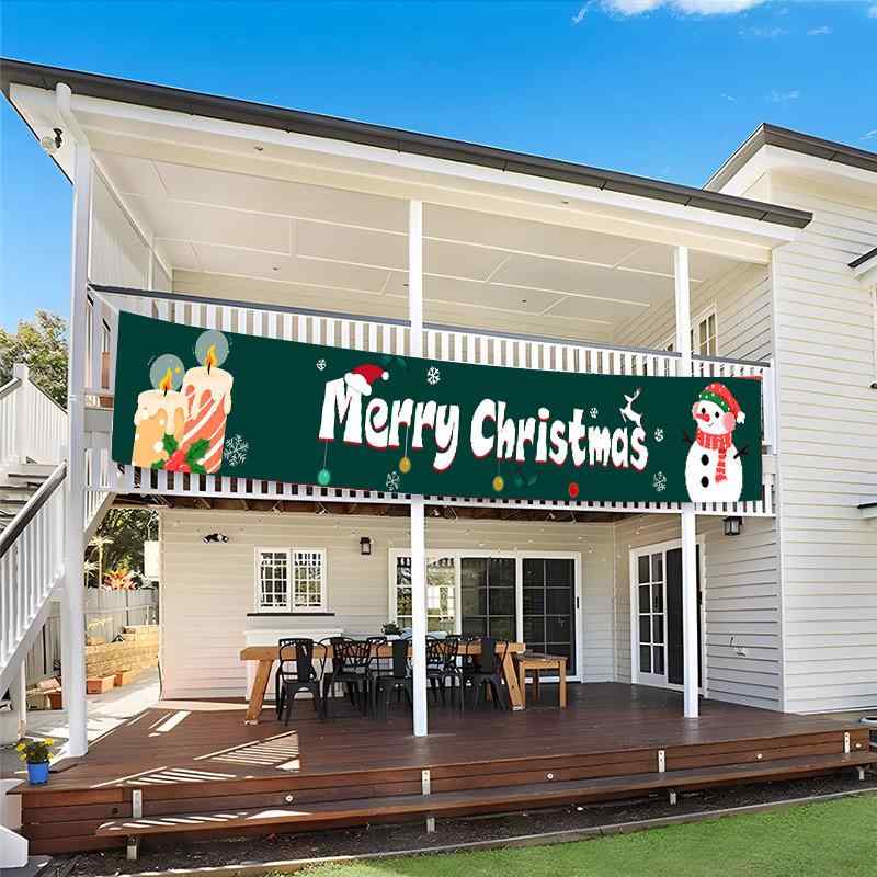 バナー クリスマス 室内 屋外 庭園 玄関 吊り下げ ポリエステル 横断幕 フラッグ 装飾 デコレーション ..