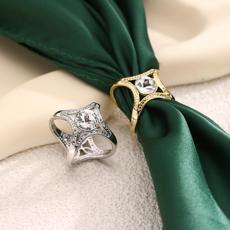 スカーフリング レディース 高級感 レトロ ヴィンテージ 合金製 電気メッキ加工 クリスタル ラインスト..