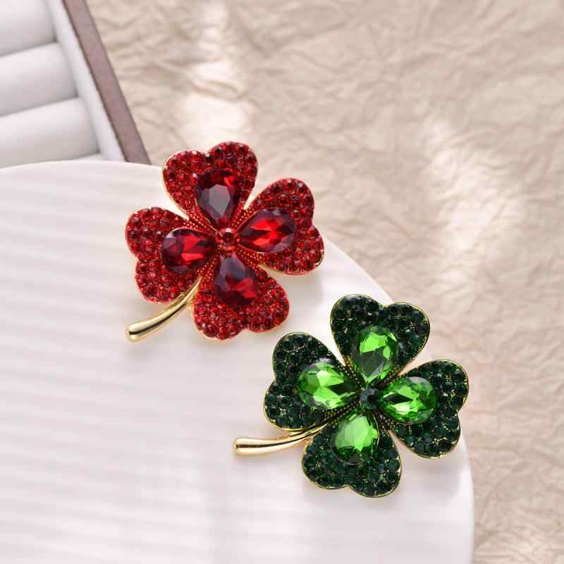 ブローチ レディース 四つ葉 クローバー リーフ フラワーモチーフ 合金 ラインストーン 韓国風 シンプ..