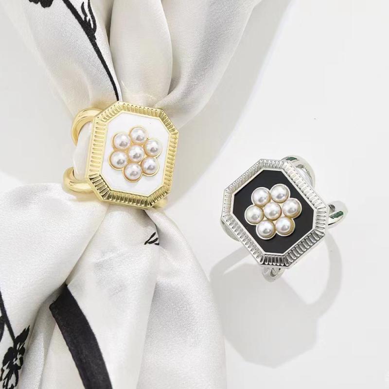 スカーフリング クリップ ブローチ 留め具 高級感 シンプル 花 フラワーモチーフ 合金製 色褪せにくい ..