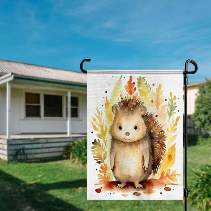 ガーデンフラッグ キャラクター 動物 イラスト プリント 庭園 玄関 屋外 装飾 飾り付け 両面プリント ..