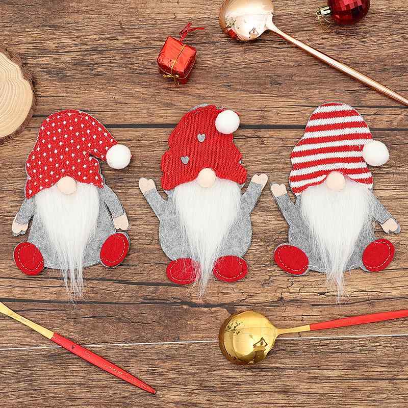 クリスマス飾り サンタ カトラリーカバー ノーム人形 トナカイ 置物 食卓デコレーション 布製 かわいい..