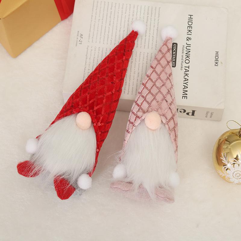 クリスマス飾り キュート かわいい 布製 無顔 ルドルフ トナカイ ぬいぐるみ 人形 置物 オブジェ スパンコール 立ち姿 パーティー デコレーション ホワイト ピンク レッド イエロー