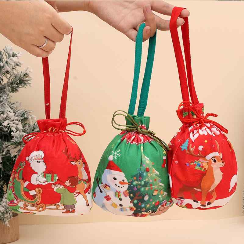 ギフトバッグ キッズ クリスマス キャラクター 総柄 プリント フランネル ベルベット 手提げ プレゼン..