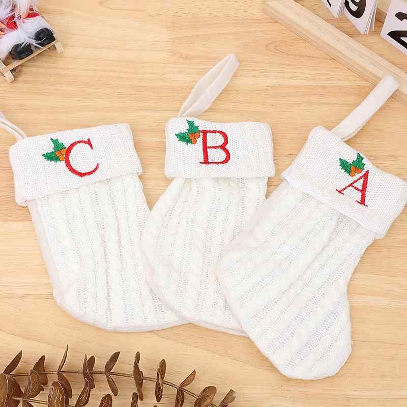 クリスマス ソックス キッズ 子供用 ニット ポリエステル ホワイト 吊り下げ オーナメント クリスマスツリー デコレーション 装飾 ホーム インテリア 小物 プレゼント 北欧風 おしゃれ かわいい ムード演出