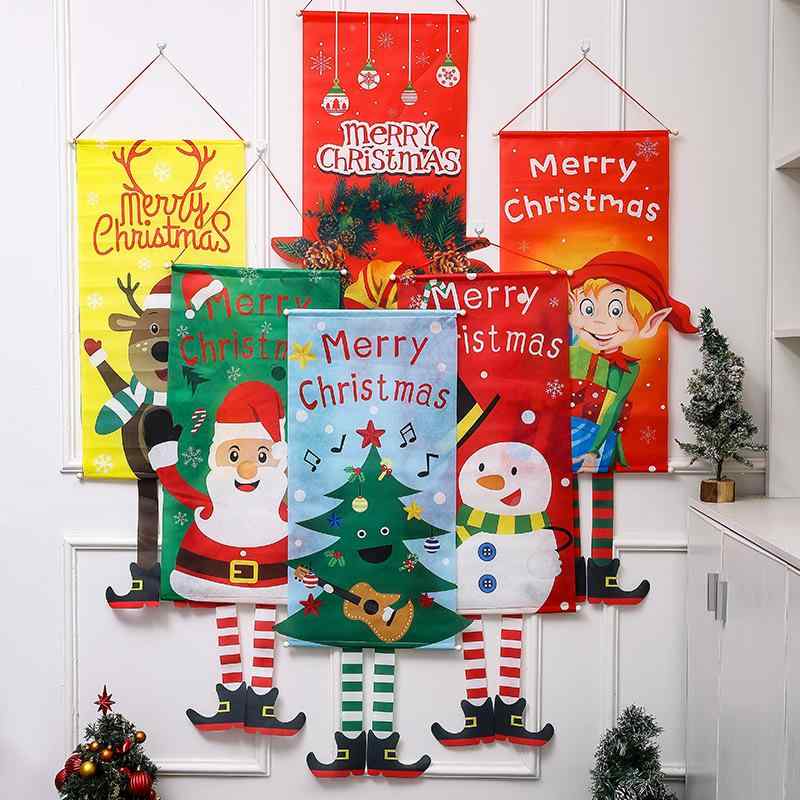 クリスマスデコレーション タペストリー ポスター フラッグ 吊り飾り オーナメント サンタクロース ト..