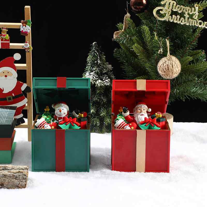 クリスマス オルゴール サンタクロース 雪だるま 光る LEDライト 音楽付き メロディー プラスチック製 ..