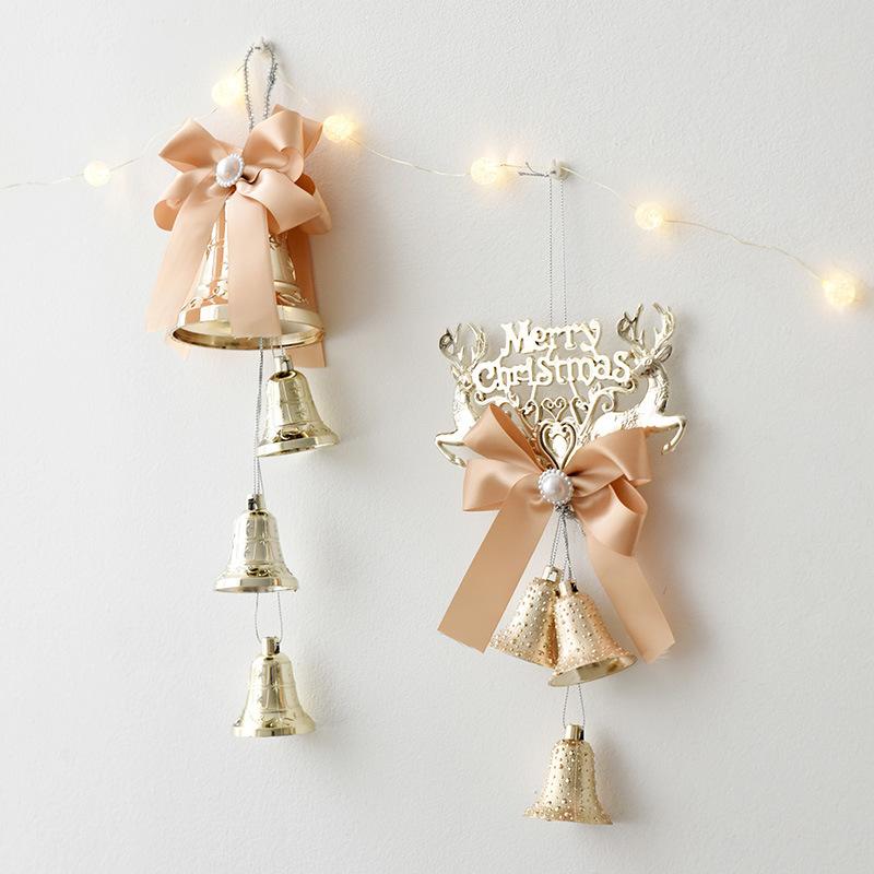 クリスマスオーナメント プラスチック製 ゴールド 電気メッキ加工 鈴 ガーランド クリスマスツリー 飾り付け 店舗装飾 ホテル イベント パーティー 華やか 吊り下げ飾り 星 リボン