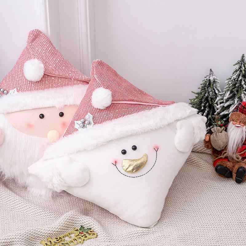 クッションカバー クリスマス サンタ 雪だるま かわいい ピンク 立体 ソファ 抱き枕 ピローケース おし..