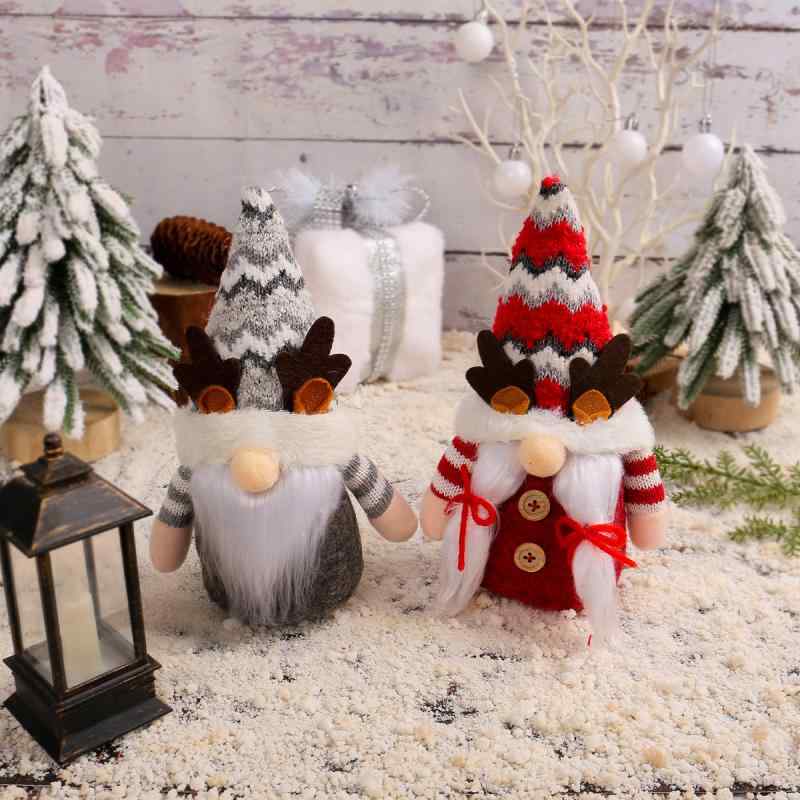 ぬいぐるみ クリスマス トナカイ ルドルフ 顔なし とんがり帽子 北欧風 インテリア雑貨 置物 グレー レッド かわいい オーナメント