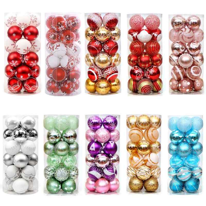 クリスマスオーナメント 6cm PVC カラフル ボールセット 筒型収納 電気メッキ加工 シンプル モダン クリスマスツリー デコレーション 部屋飾り 店舗装飾 パーティー飾り