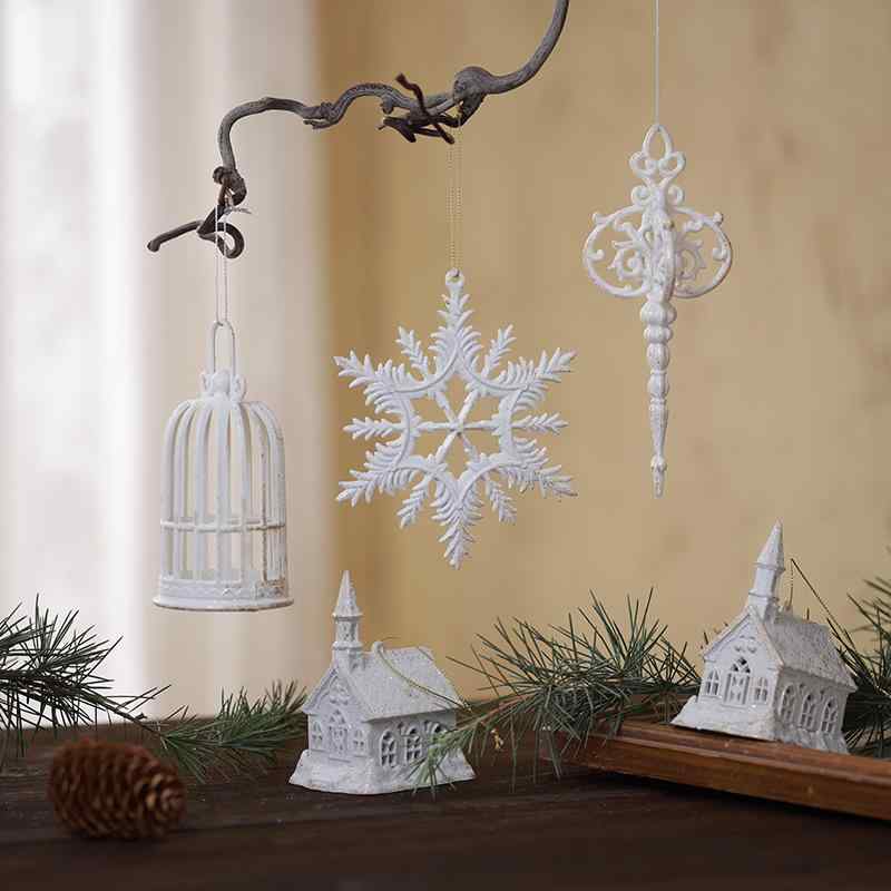 クリスマス オーナメント クリスマスツリー 飾り 雪の結晶 スノーフレーク ホワイト ゴールドラメ ハウ..