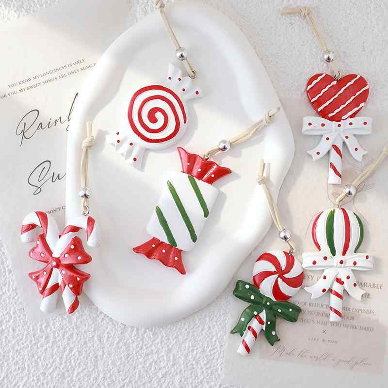 クリスマスツリー用 樹脂製 カラフル キャンディ型 可愛い ハンドペイント ポップ ミニチュア 軽量 おしゃれ 吊り下げ式 オーナメント ホームデコレーション パーティー バラエティセット