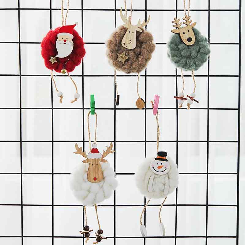 クリスマスオーナメント 羊毛フェルト かわいい サンタ 雪だるま トナカイ 羊 マスコット 吊り飾り ク..