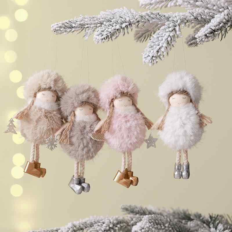 クリスマスオーナメント 女の子 天使 エンジェル ドール 人形 かわいい 愛らしい ふわふわ もこもこ ぬいぐるみ 布製 クリスマスツリー 吊り下げ デコレーション 装飾品