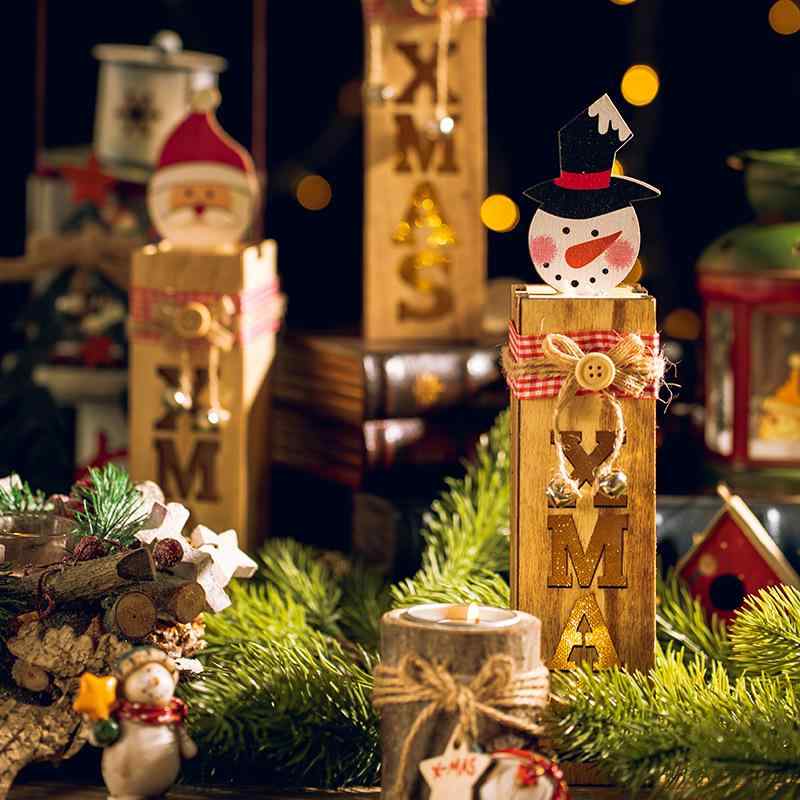 ナイトライト 置物 オブジェ 木製 サンタ スノーマン トナカイ クリスマス デコレーション 発光 LEDライト 卓上 飾り インテリア 手作り ギフト