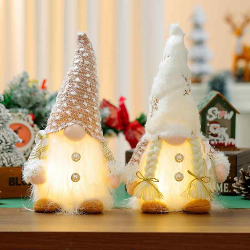 クリスマス 置物 飾り 光る LED ぬいぐるみ サンタ ノーム 人形 北欧風 かわいい 白 おしゃれ 卓上 デコレーション オブジェ プレゼント